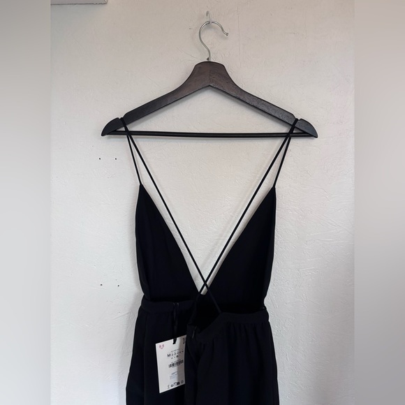 NWT Zara 50th Black Deep V Neck Spaghetti Strap Black Barrel Backless Jumpsuit - Picture 9 of 13